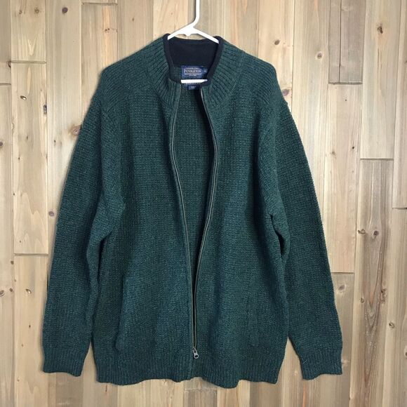 Pendleton Mens Green 100% Shetland Wool Full Zip Sweater Size XL - Picture 3 of 16